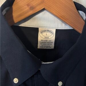 Brooks Brothers Stretch Regent Regular-Fit Non Iron Oxford Shirt Navy Blue (L)